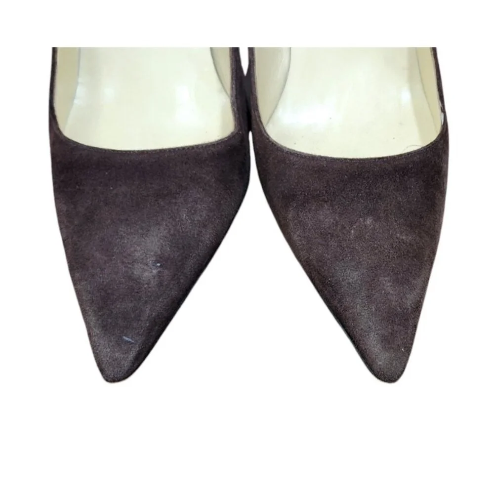 Jimmy Choo Suede Brown Pointed Toe Pin Heels Pumps Size EU40 US10 Authentic